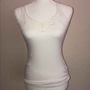 White lace trimmed tank